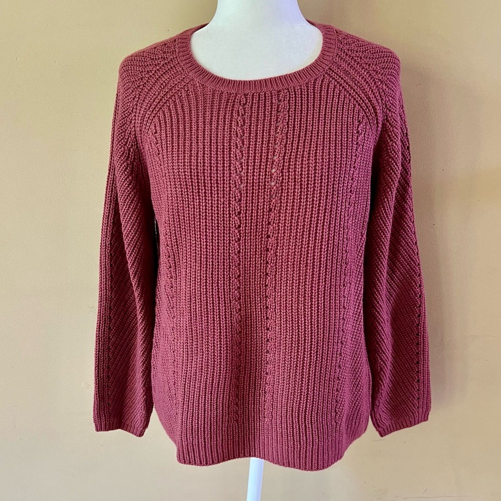 Coldwater Creek Petite Medium Pink Crewneck Knit Sweater